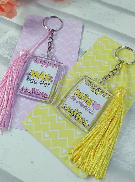 Chaveiro Acrílico com Tag Personalizado Dia das Mães