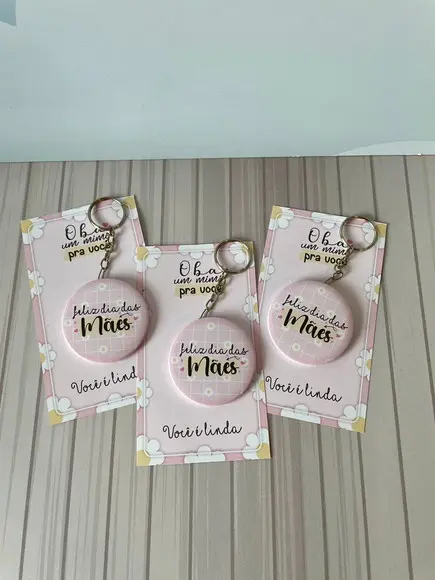 Chaveiro Espelho com Tag Personalizada Dia das Mães