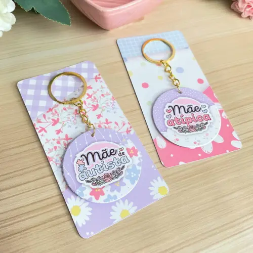 Chaveiro Espelho com Tag Personalizada Dia das Mães
