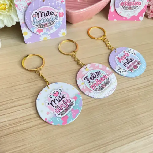 Chaveiro Espelho com Tag Personalizada Dia das Mães