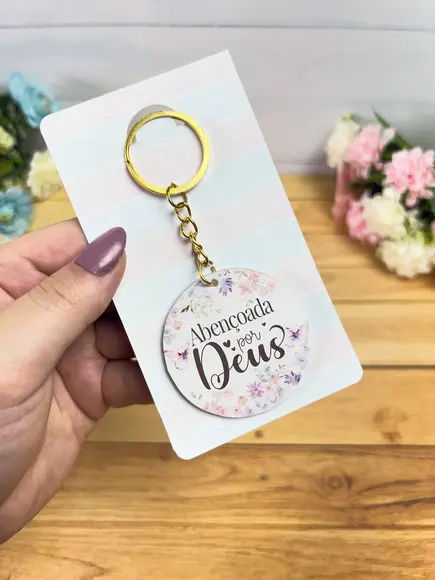 Chaveiro Espelho com Tag Personalizada Dia das Mulheres