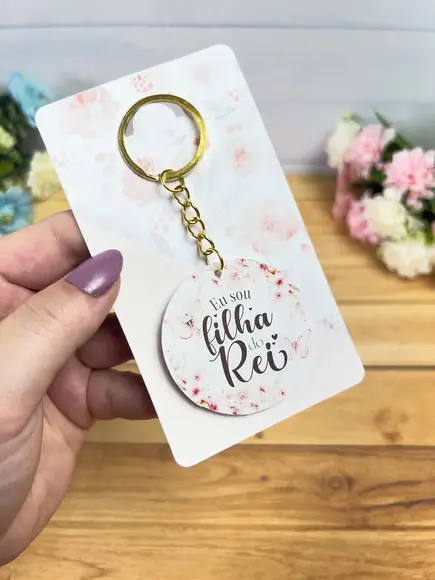 Chaveiro Espelho com Tag Personalizada Dia das Mulheres