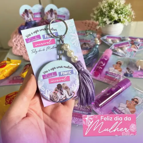 Chaveiro Espelho Personalizado Dia das Mulheres