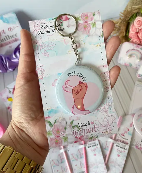 Chaveiro Espelho Personalizado Dia das Mulheres