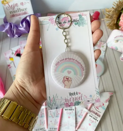 Chaveiro Espelho Personalizado Dia das Mulheres