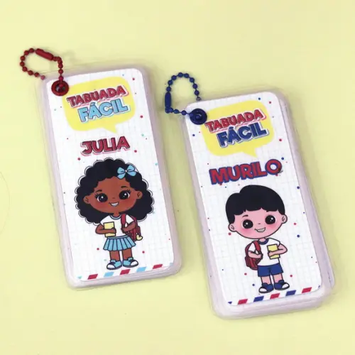 Chaveiro Tabuada Infantil Menina e Menino