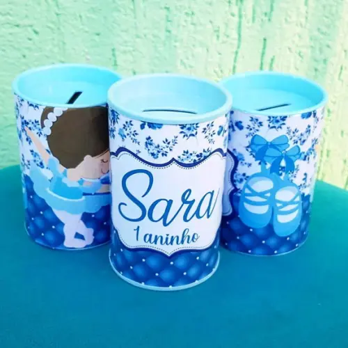 Cofrinho Personalizado - Bailarina Azul