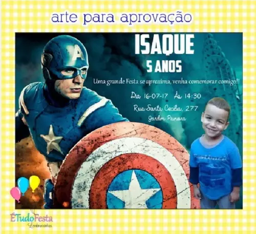 Convite Digital Capitão América - Whatsapp