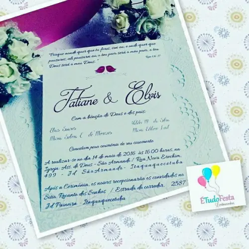 Convite para casamento rosa e branco