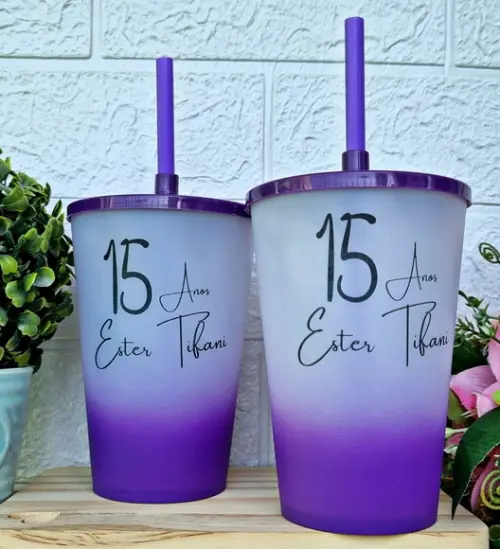 Copo Twister Jateado Personalizado 15 Anos