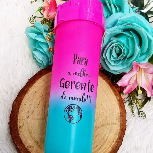 Garrafa de Agua Personalizada Nome + Tema Melhor Gerente