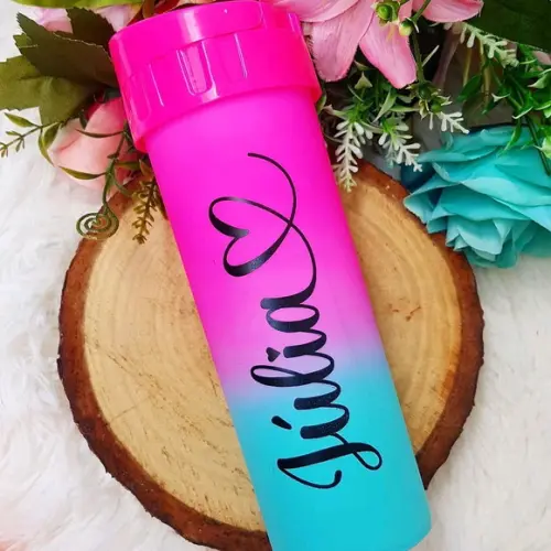 Garrafa de Agua Personalizada Nome + Tema Frozen