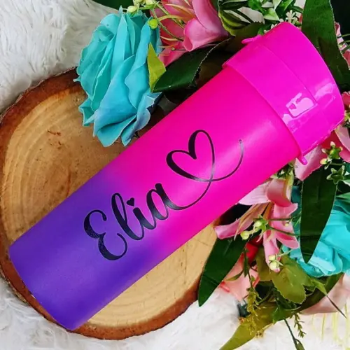 Garrafa de Agua Personalizada Nome e Coraçao