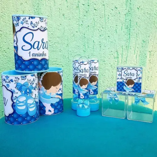 Kit Bailarina Azul Personalizado 30 Peças