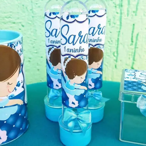 Kit Bailarina Azul Personalizado 30 Peças