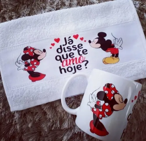 Kit Minnie e Mickey Toalhina + Caneca Personalizado