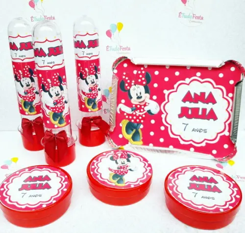 Kit Minnie Vermelho Personalizado 30 Peças