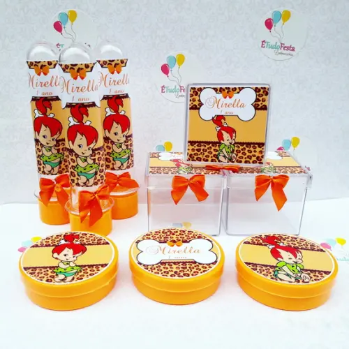 Kit Pedrita Personalizado - Laranja e Marrom 60 Peças
