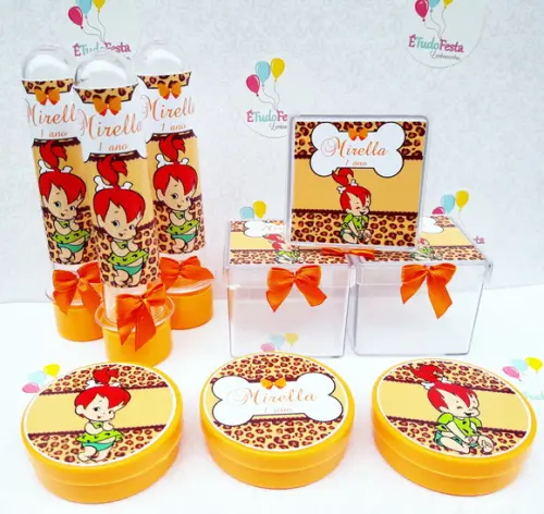 Kit Pedrita Personalizado Laranja e Marrom 30 Peças