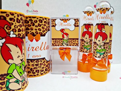 Kit Pedrita Personalizado Laranja e Marrom 30 Peças
