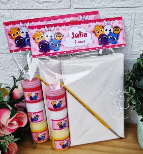 Kit Pintura em Tela - Bolofofos Rosa Menina