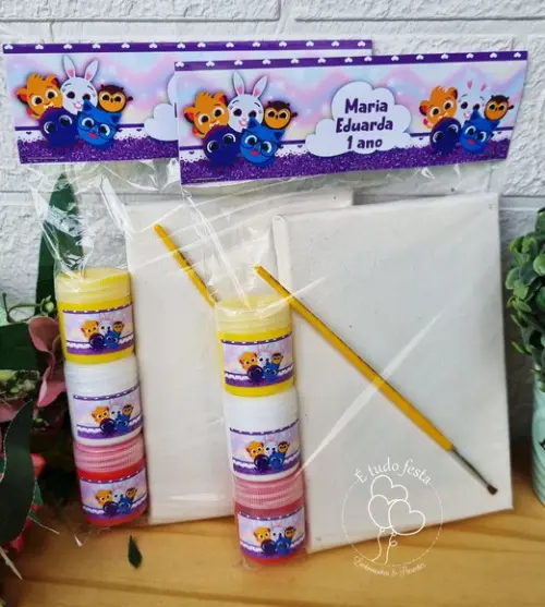 Kit Pintura em Tela - Bolofofos Roxo Menina
