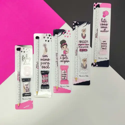 Lápis com Bala na Tag Personalizado Dia da Mulher