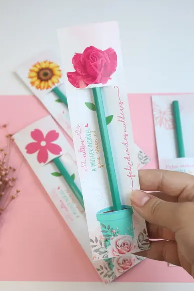 Lápis na Tag Personalizado Dia da Mulher