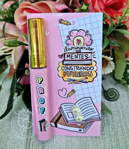 Lip Gloss + Brinco Labial Personalizado Dia dos Professores