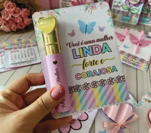 Lip Gloss de Luxo Personalizado com Cartão Dia da Mulher
