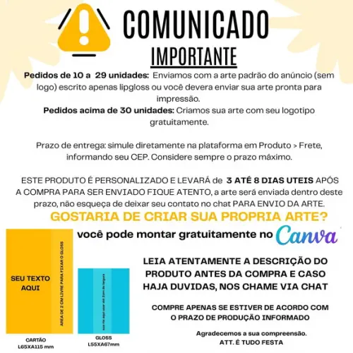 Lip Gloss Labial Personalizado para Empresas Dia das Mães