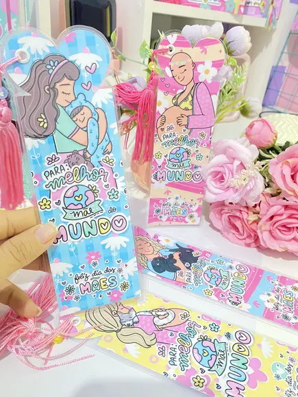 Marcador de Página Plastificado Dia das Mães