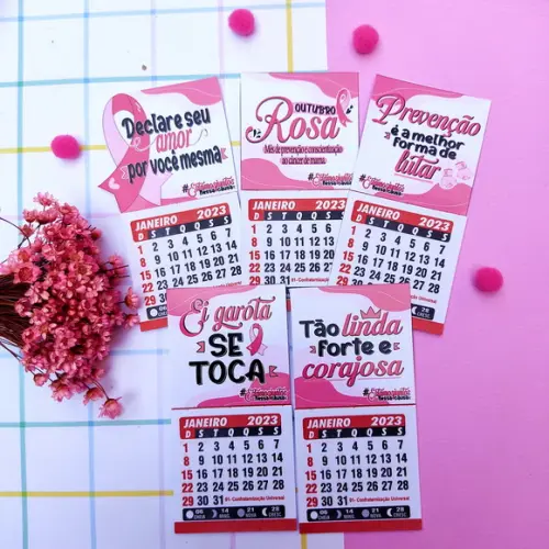 Mini Calendário Imã 2024- Outubro Rosa