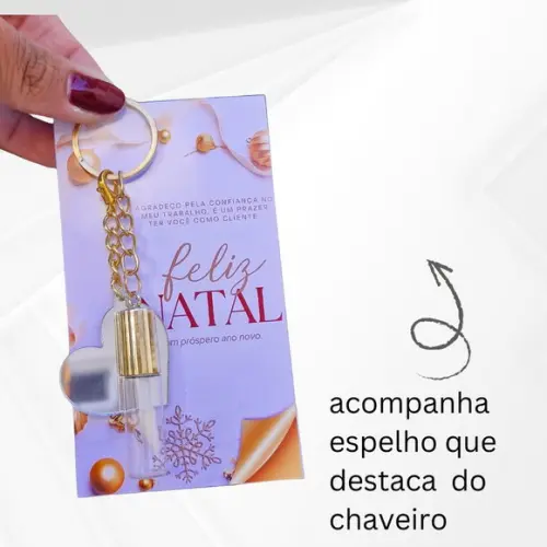 Mini Lip Gloss com Chaveiro + Espelho Inclui Cartão