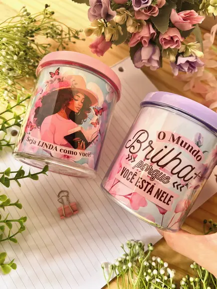 Porta Lápis de Acrilico - Dia das Mulheres