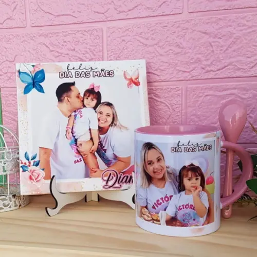 Presente Azulejo + Caneca Dia das Mães