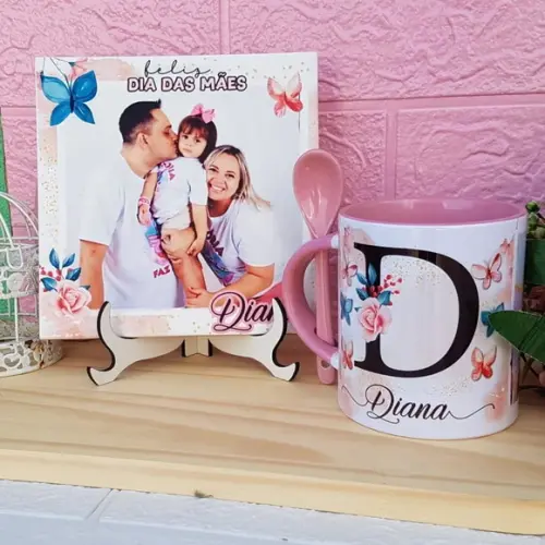 Presente Azulejo + Caneca Dia das Mães