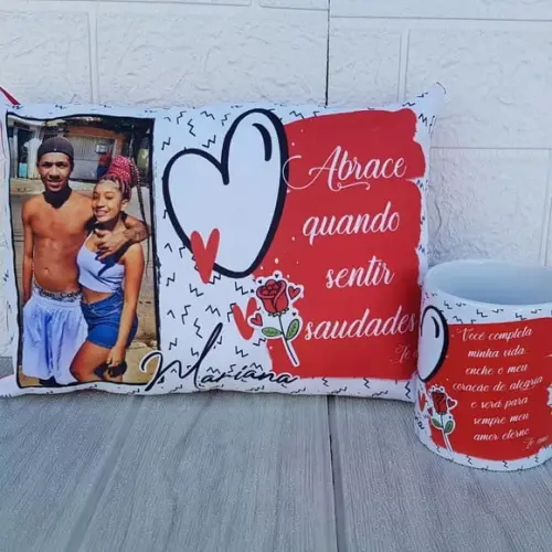 Presente Namorados Almofada + Caneca com Foto
