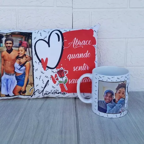 Presente Namorados Almofada + Caneca com Foto