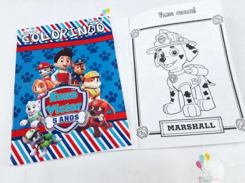 Revista para Colorir Patrulha Canina Personalizada com Nome e Ida