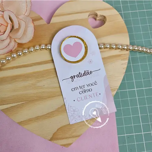Tag + Moeda de Chocolate Personalizada - Dia da Mulher