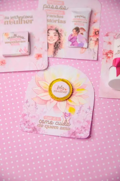 Tag + Moeda de Chocolate Personalizada - Dia da Mulher