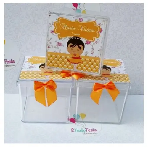 Caixinha acrílica personalizada - Bailarina / Ballet laranja