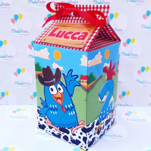 Caixinha de Milk personalizada Galinha Pintadinha fazendeira