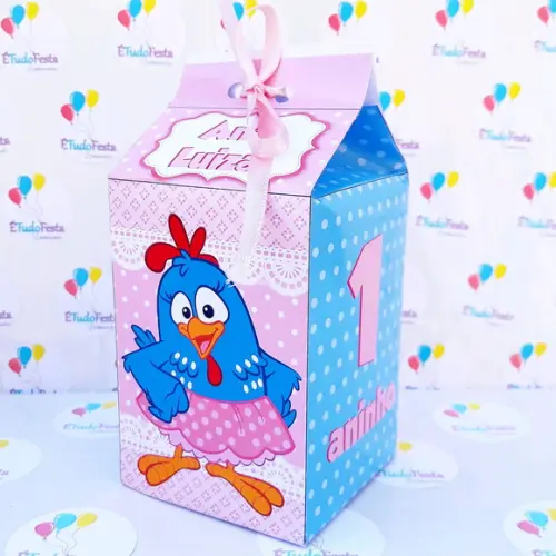 Caixinha de Milk personalizada Galinha Pintadinha - Rosa