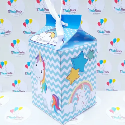 Caixinha de milk Unicórnio azul