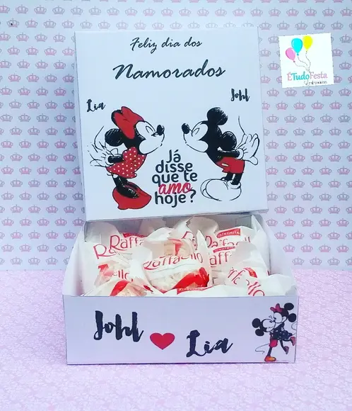 Caixinha personalizada Dia dos Namorados Mickey e Minnie