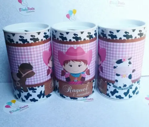 Cofrinho personalizado - Fazendinha (rosa)