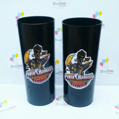 Copo Long Drink personalizado Power Rangers Preto