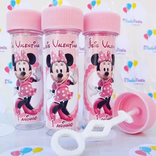 Frasco bolinha de sabão Minnie Rosa